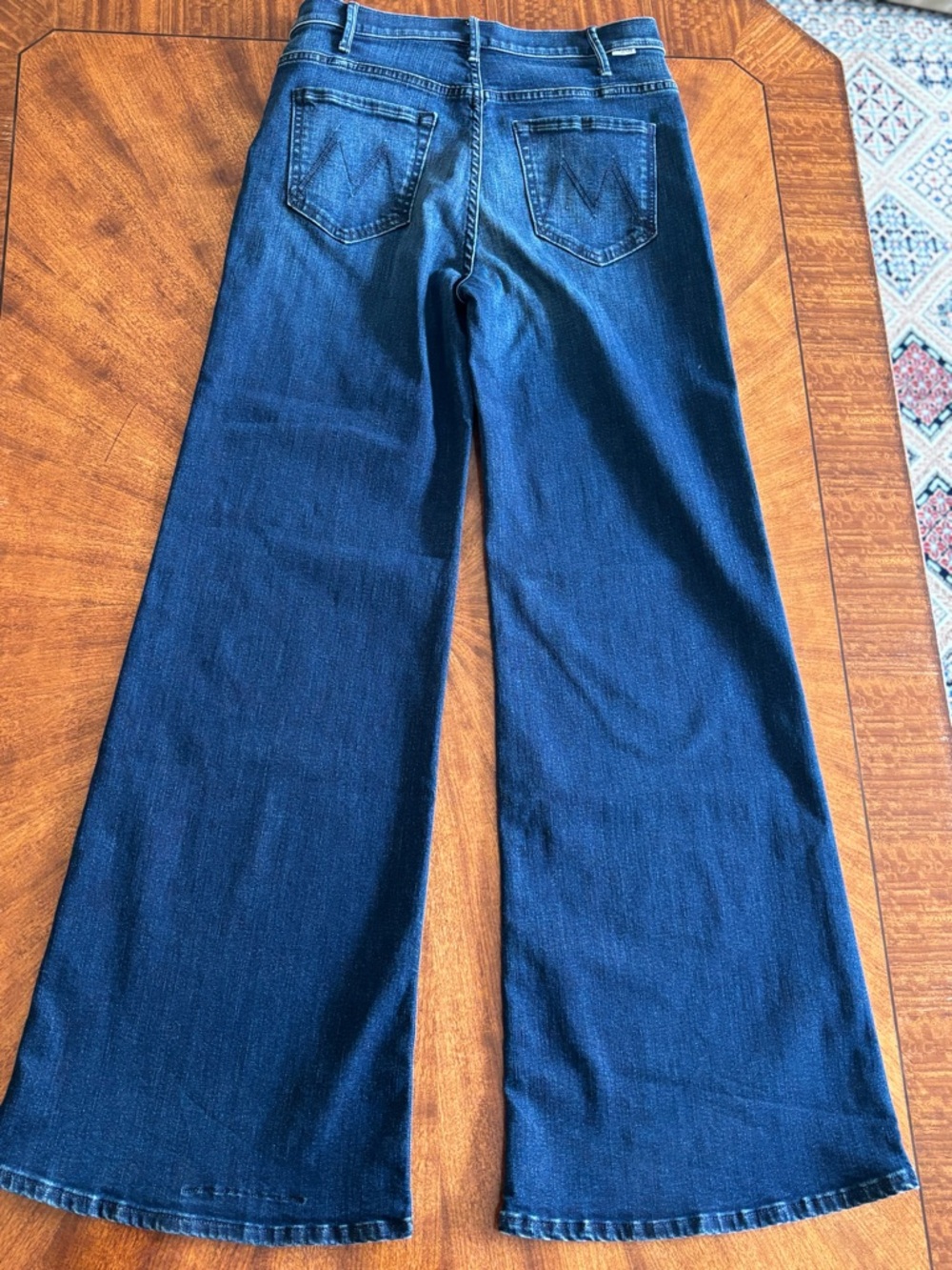 MOTHER The Hustler Roller Sneak Jeans Denim Wide Leg Faded Dark Blue 28 $258 New - Picture 8 of 13